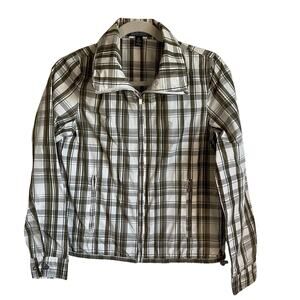 L-RL Lauren Active Plaid Windbreaker Jacket Sz XS Lightweight Zip Front Preppy